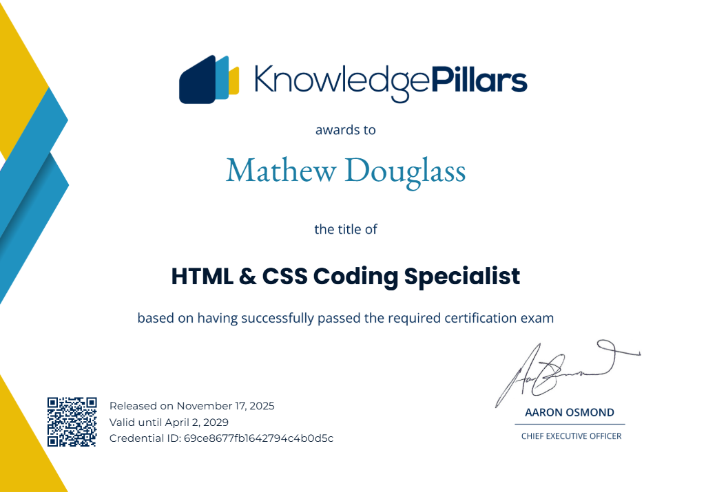HTML and CSS certification